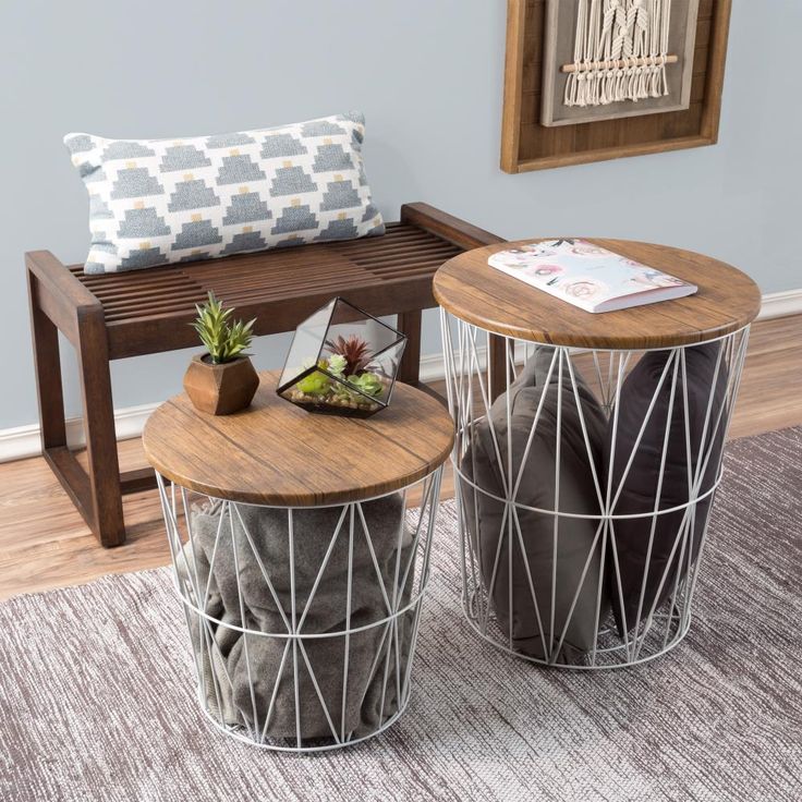 Hastings Home Mission_Shaker Wood Accent Table Set in Brown _ 637509ZXL